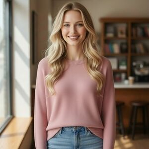 H&M Angora Blend Dusty Pink Lightweight Knit Sweater Top